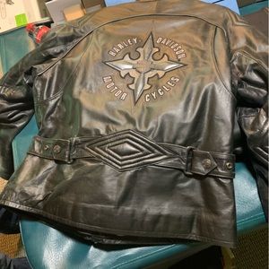 Women’s Harley Davidson leather riding jacket.